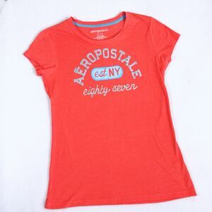Y2K Aeropostale Women’s Baby Tee Orange 2000's Mall Girl Retro Throwback